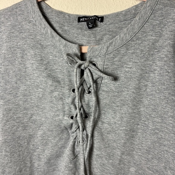 J. Crew Mercantile Gray Lace Up Sweatshirt Dress Cotton Blend size Large - Picture 5 of 9
